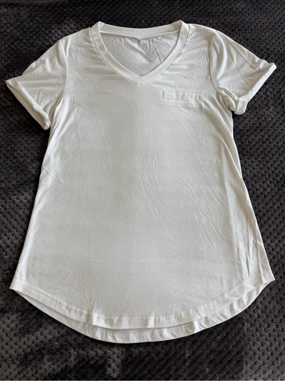 Women's White V-Neck Pocket Tee